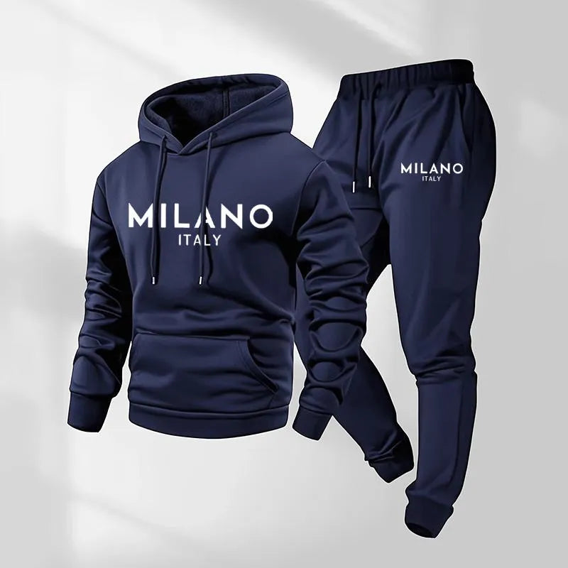 Herren-Hoodie mit Milano-Print und Jogginghose mit Kordelzug