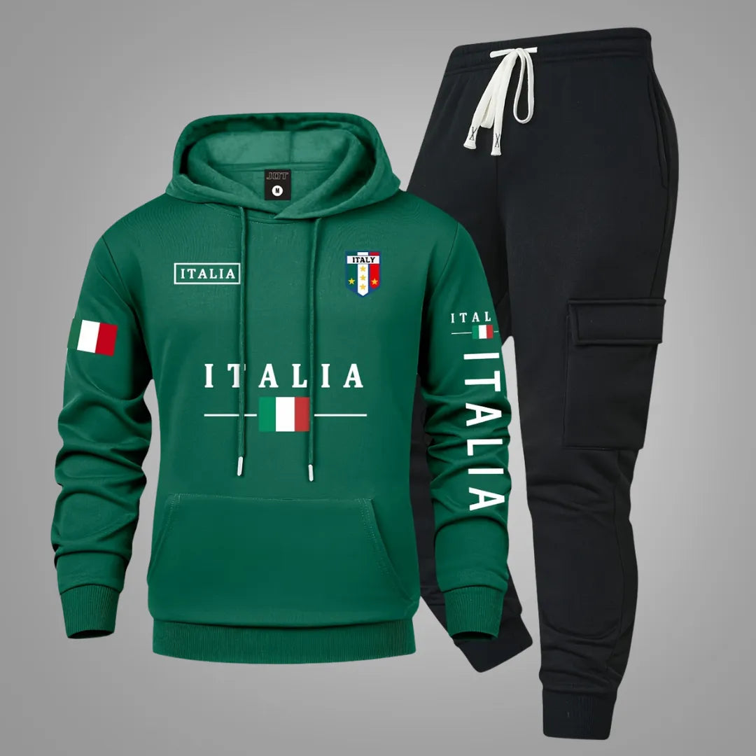 Men’s Casual Hoodie & Cargo Joggers Set with Utility Pockets