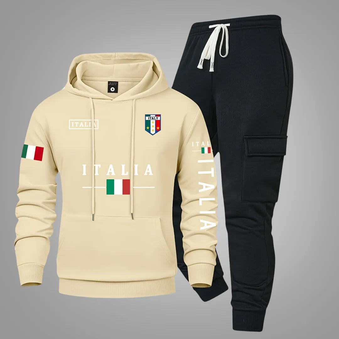 Men’s Casual Hoodie & Cargo Joggers Set with Utility Pockets